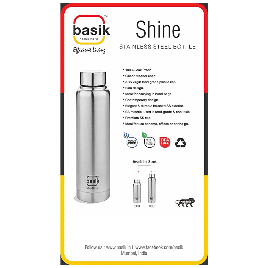 Basik SHINE Sliver Stainless steel Water and Fridge Bottles