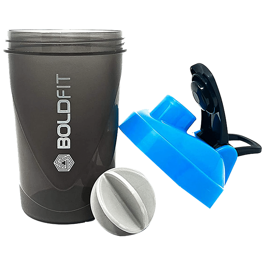 Boldfit Compact Gym Shaker/Sipper Water Bottle - Blue Grey