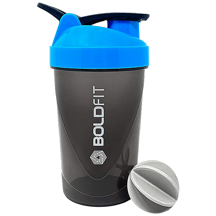 Boldfit Compact Gym Shaker/Sipper Water Bottle - Blue Grey