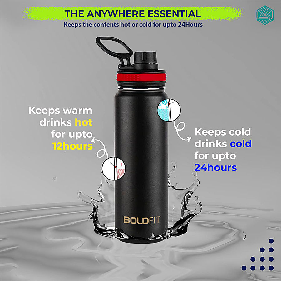 Boldfit Stainless Steel Thermosteel Water Bottle/Thermos Flask - Black