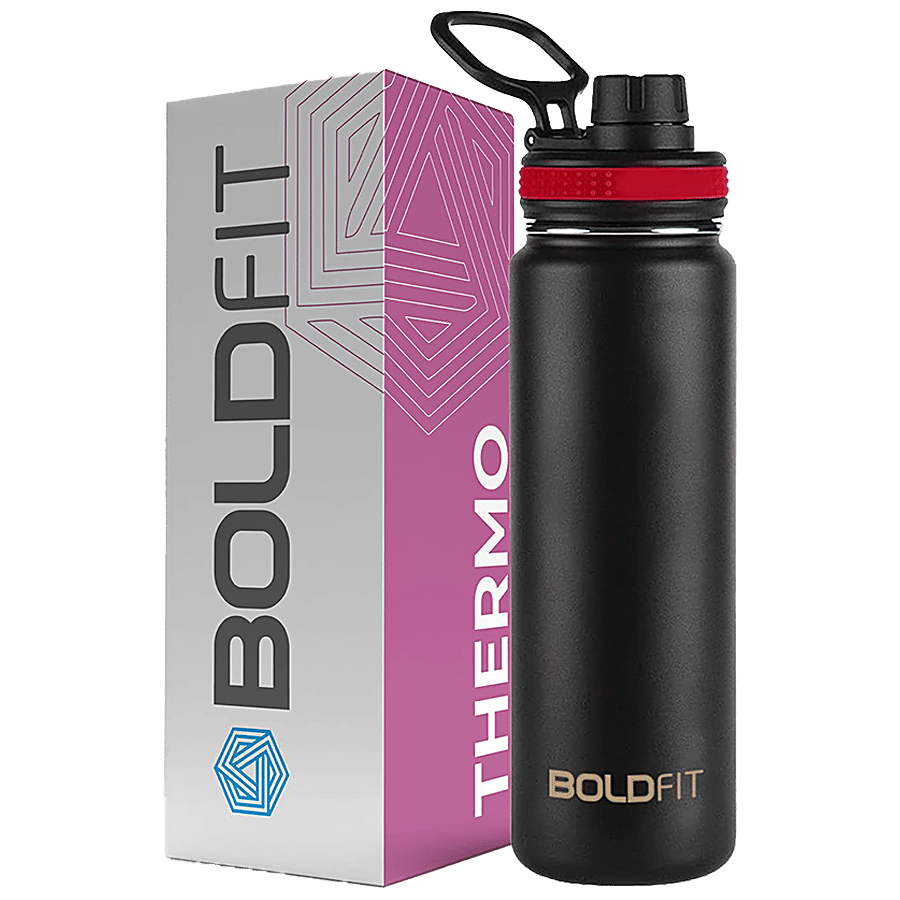 Boldfit Stainless Steel Thermosteel Water Bottle/Thermos Flask - Black