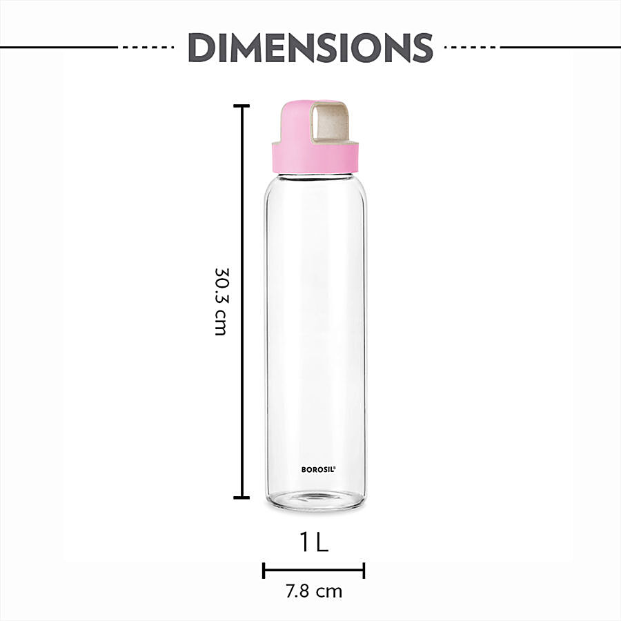 Borosil Neo Glass Bottle - Husk Pink Lid