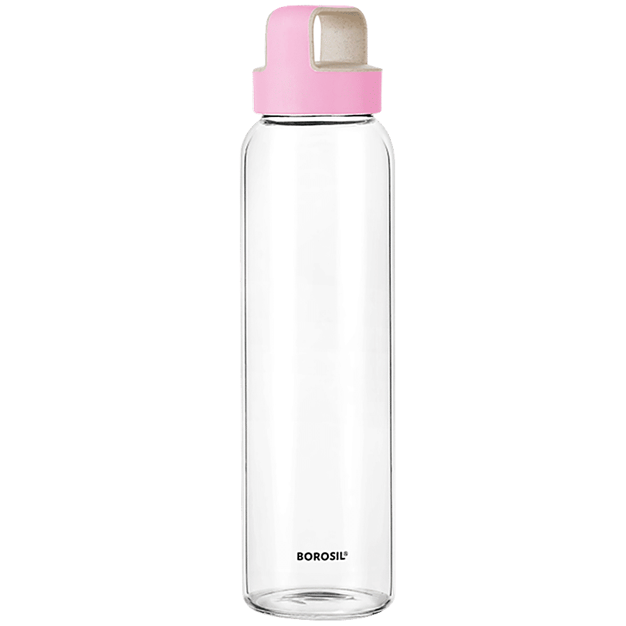 Borosil Neo Glass Bottle - Husk Pink Lid