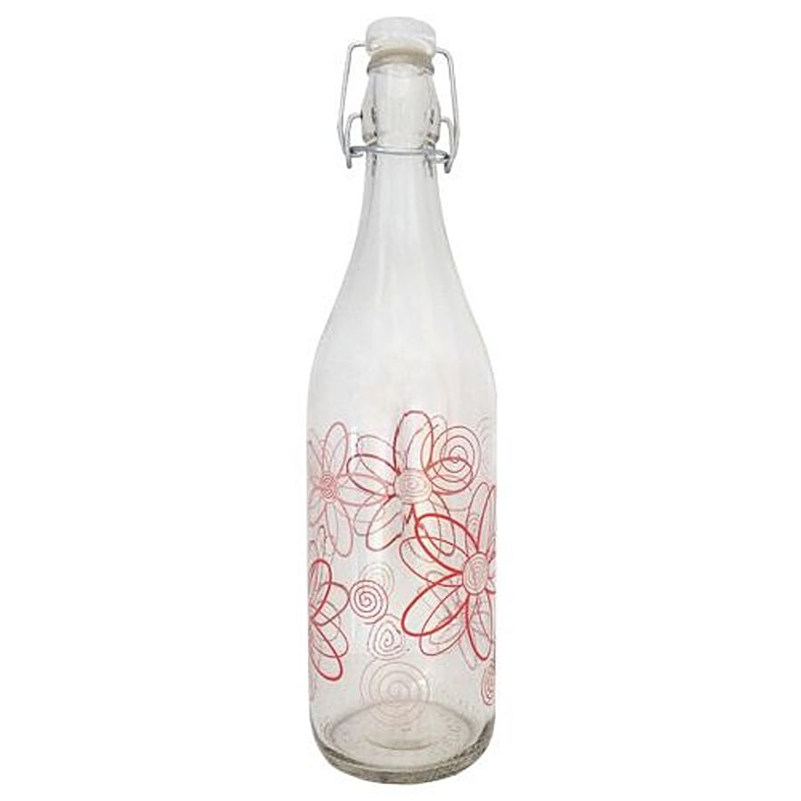 Cello Glass Water Bottle - Circo Red Flower