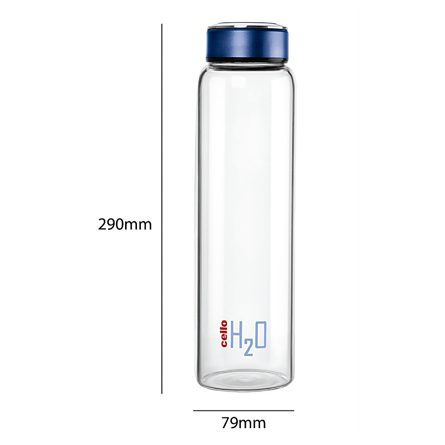 Cello Water/Fridge Glass Bottle - H20 - Blue Cap