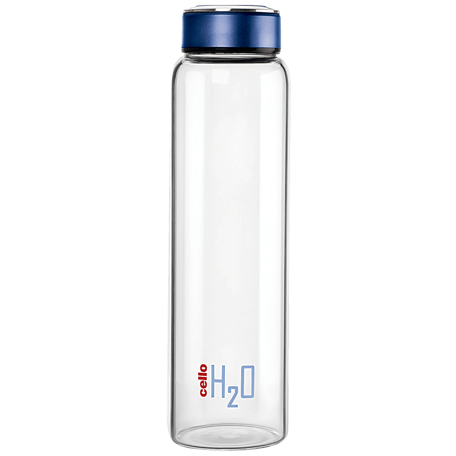 Cello Water/Fridge Glass Bottle - H20 - Blue Cap