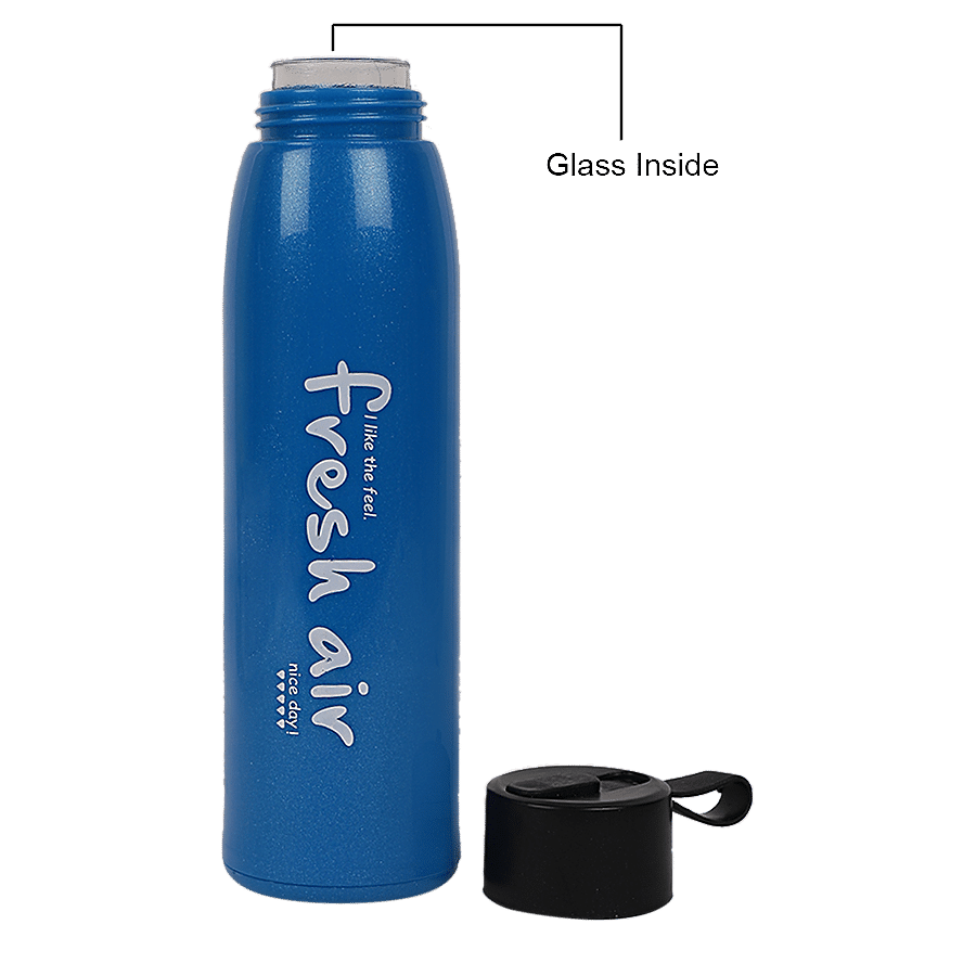 DP Borosilicate Glass Bottle With Plastic Outer - Blue