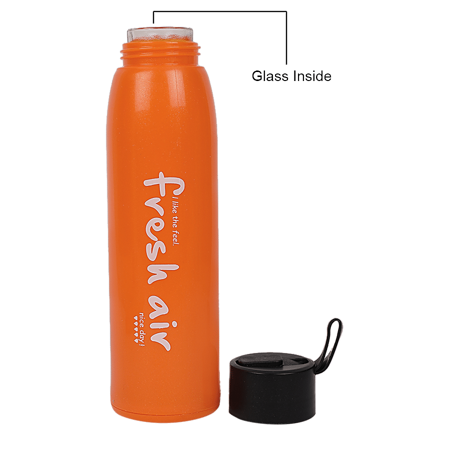 DP Borosilicate Glass Water Bottle With Plastic Outer - Orange