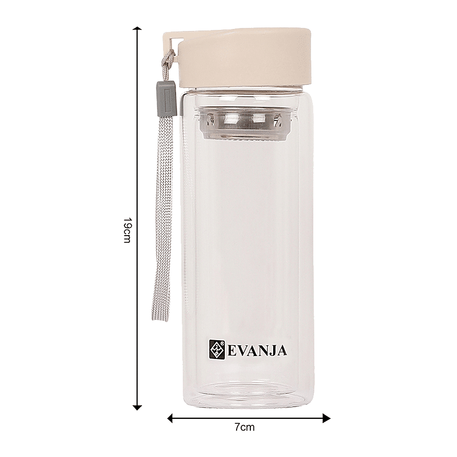 DP Double Walled Glass Water Bottle With Cream Cap - BB1241CRM