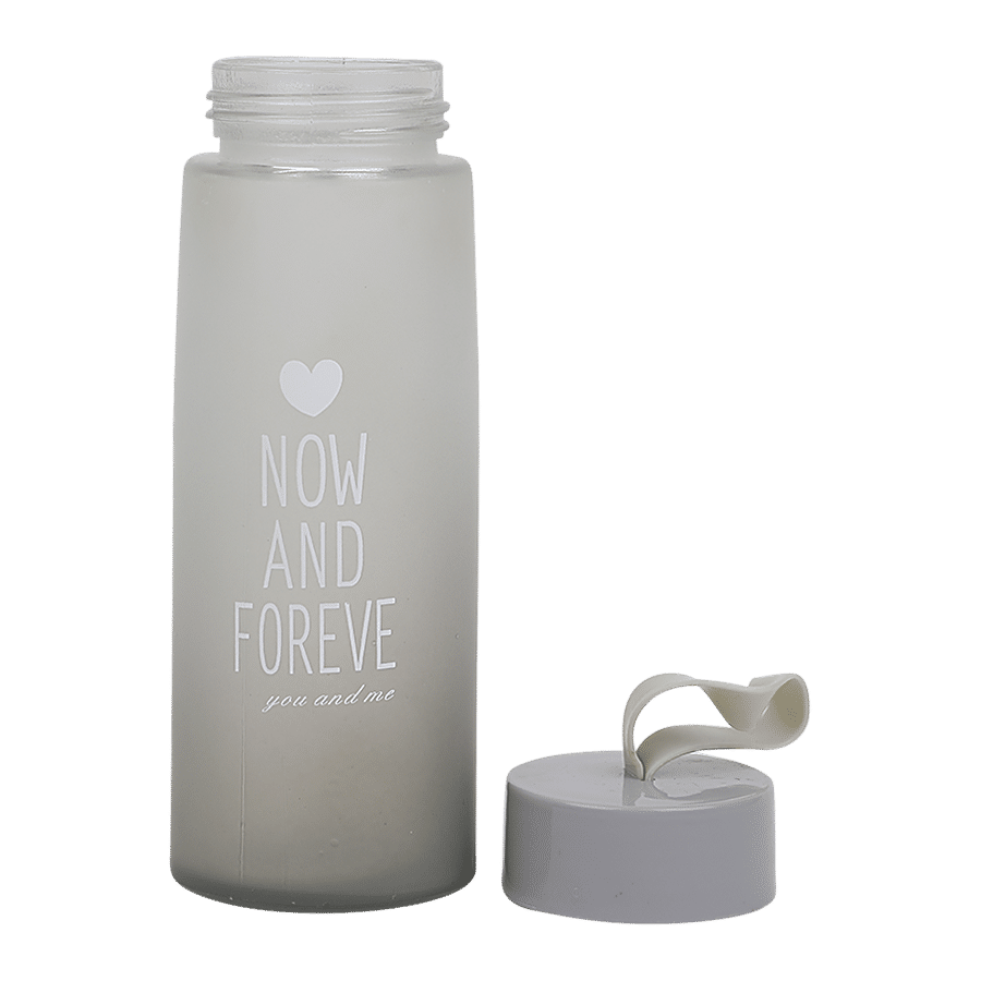 DP Glass Matt Finish Water Bottle With Plastic Cap - Grey