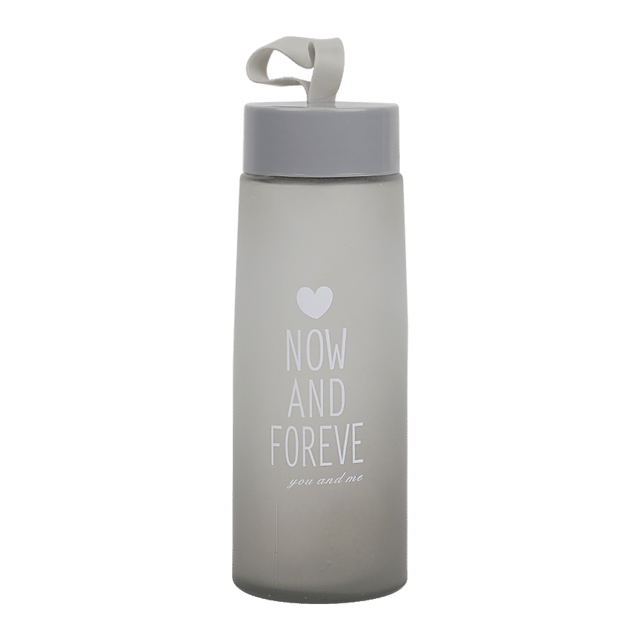 DP Glass Matt Finish Water Bottle With Plastic Cap - Grey