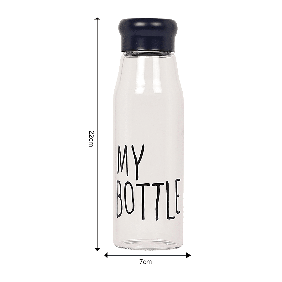 DP Glass Water Bottle With Cover - Blue Cap