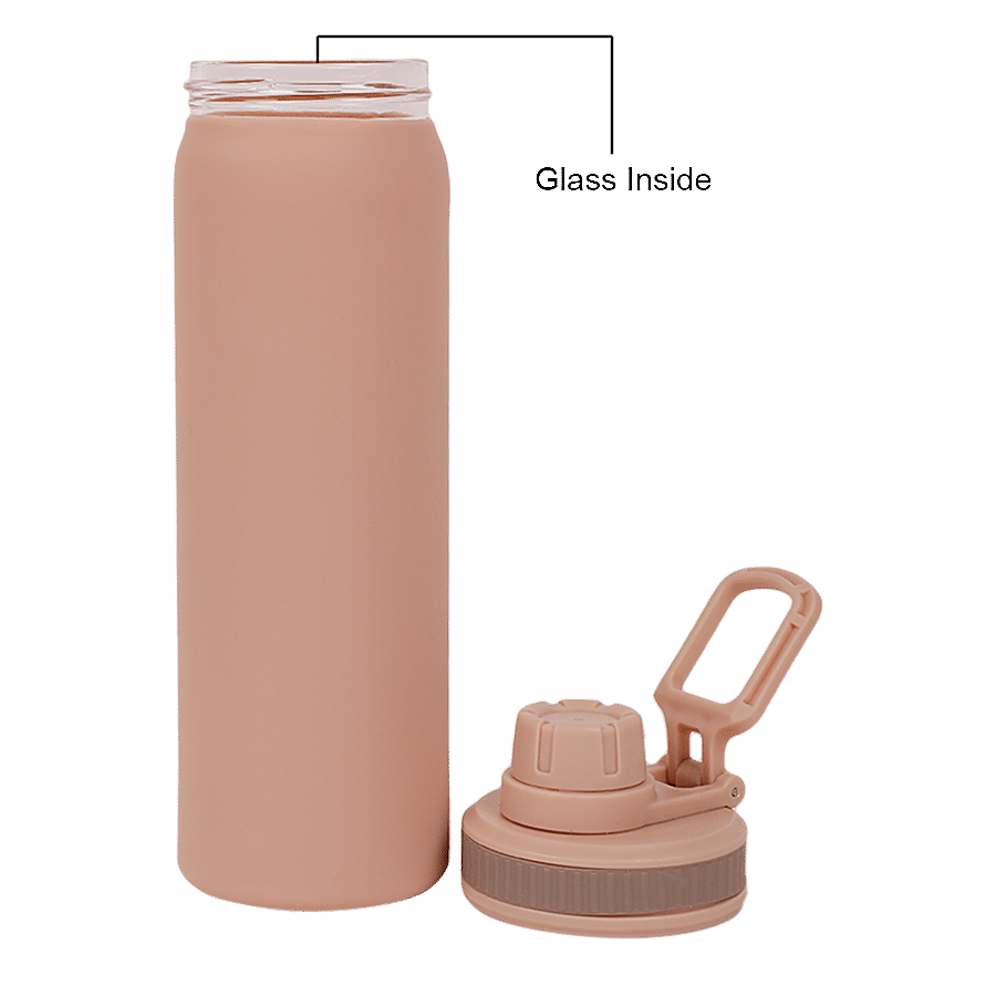 DP Glass Water Bottle With Plastic Outer - Beige