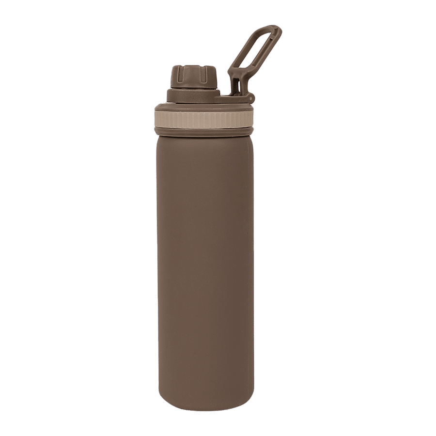 DP Glass Water Bottle With Plastic Outer - Brown