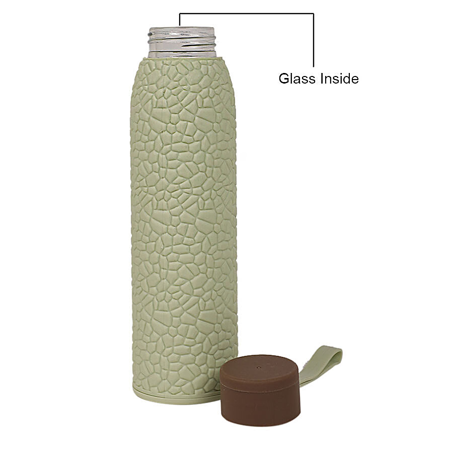 DP Glass Water Bottle With Plastic Outer - Cream