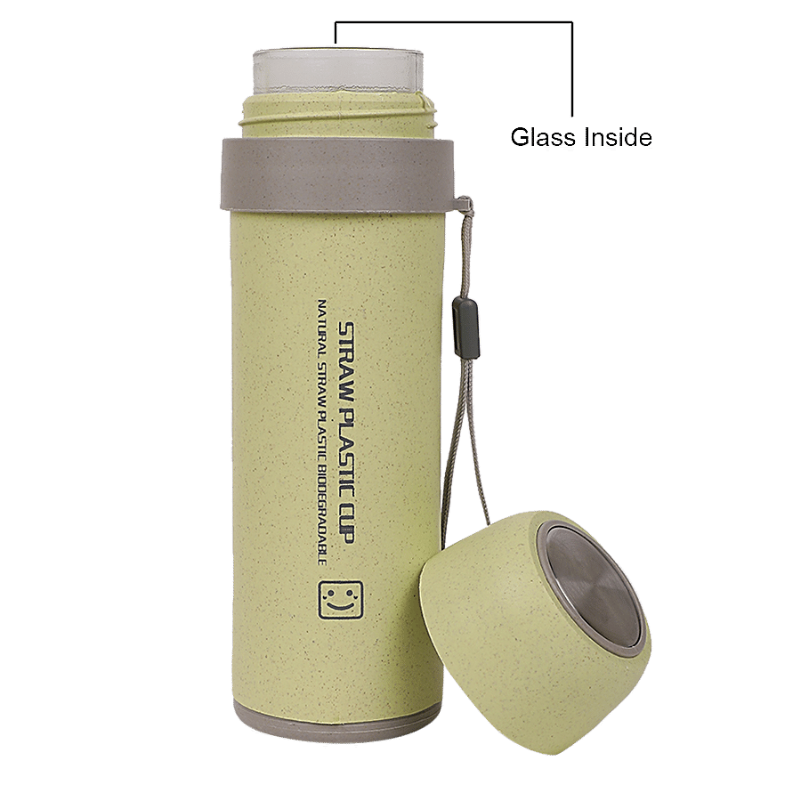 DP Glass Water Bottle With Plastic Outer - Green