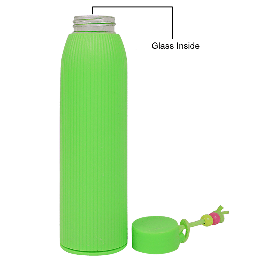 DP Glass Water Bottle With Plastic Outer - Green