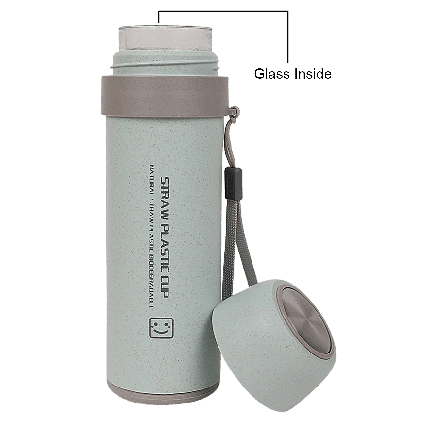 DP Glass Water Bottle With Plastic Outer - Ice Green