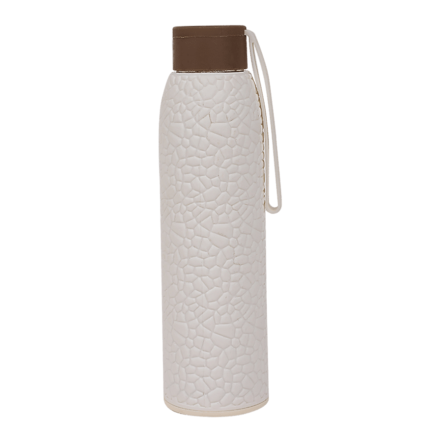 DP Glass Water Bottle With Plastic Outer - White