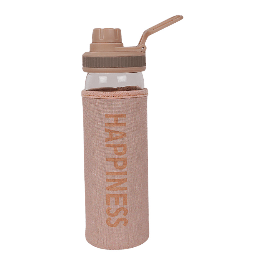 DP Glass Water Bottle With Removable Fabric Cover - Beige