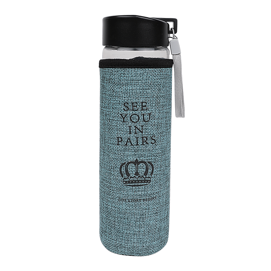 DP Glass Water Bottle With Removable Fabric Cover - Green