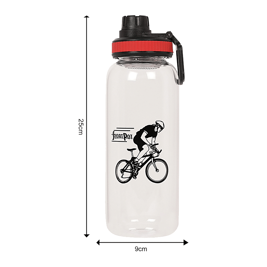 DP Water Sipper Glass Bottle With Cover - Black Cap