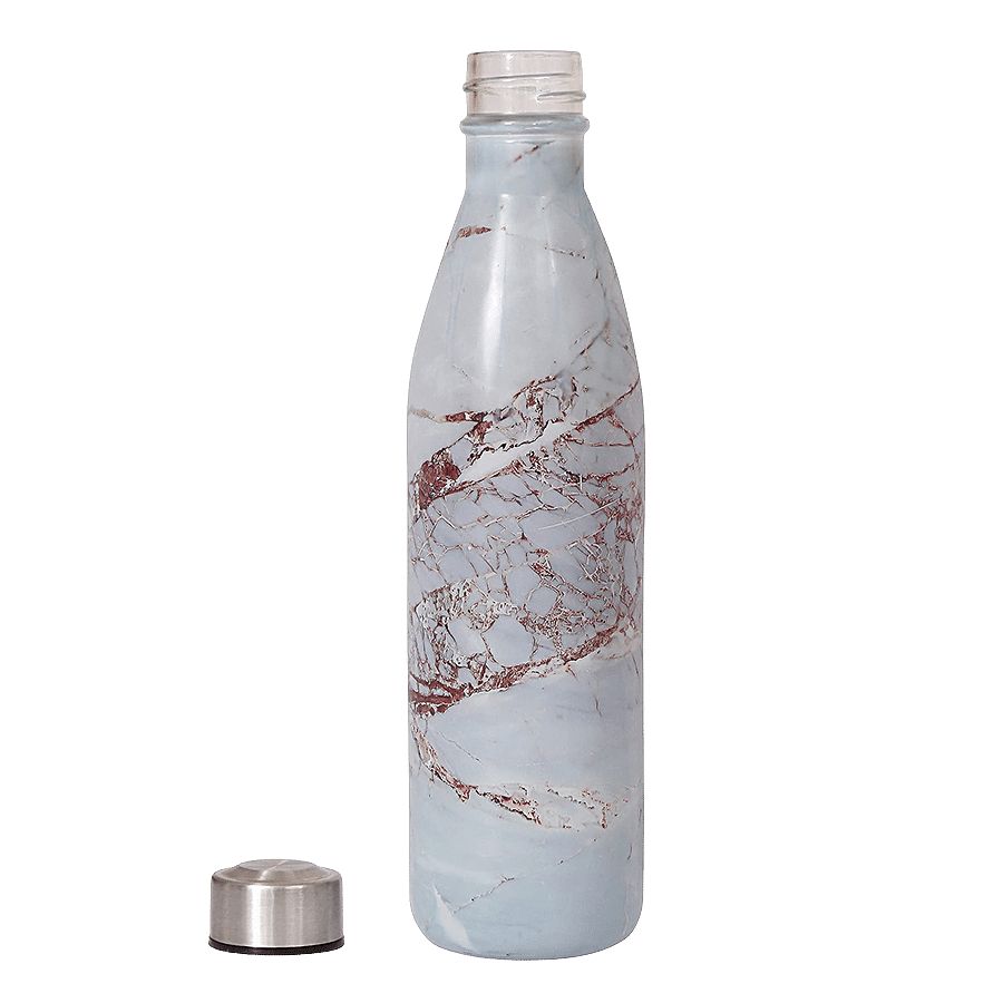 Femora Glass Fridge Water Bottle With Steel Cap - Glacier White