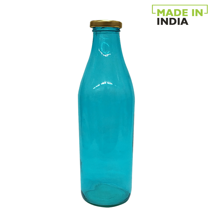 Glass Ideas  Gupta Glass Fridge/Water Bottle With Metal Lid - Blue