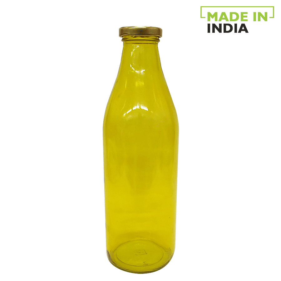 Glass Ideas  Gupta Glass Fridge/Water Bottle With Metal Lid - Yellow