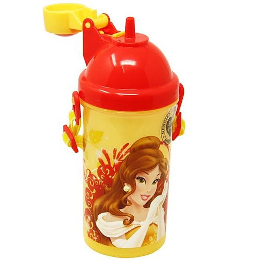 Hm International Disney Belle Princess Sipper Plastic Kids Water Bottle With Neck Strap