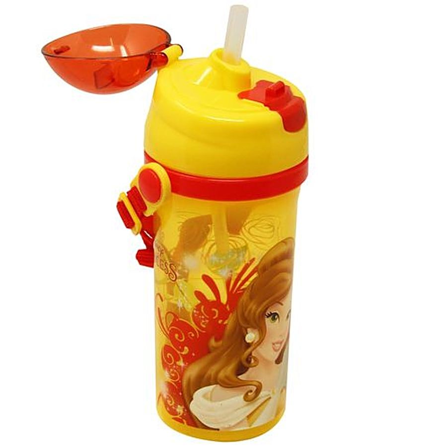 Hm International Disney Belle Princess Sipper Plastic Kids Water Bottle With Neck Strap