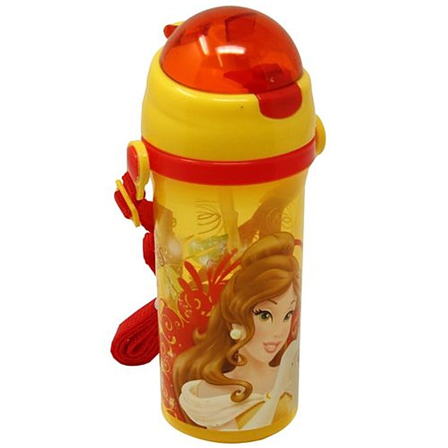 Hm International Disney Belle Princess Sipper Plastic Kids Water Bottle With Neck Strap