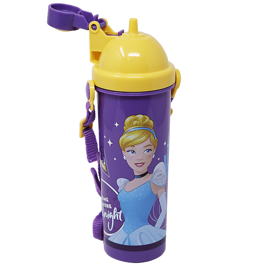 Hm International Disney Cinderella Princess Push Button Long Plastic Sipper Water Bottle