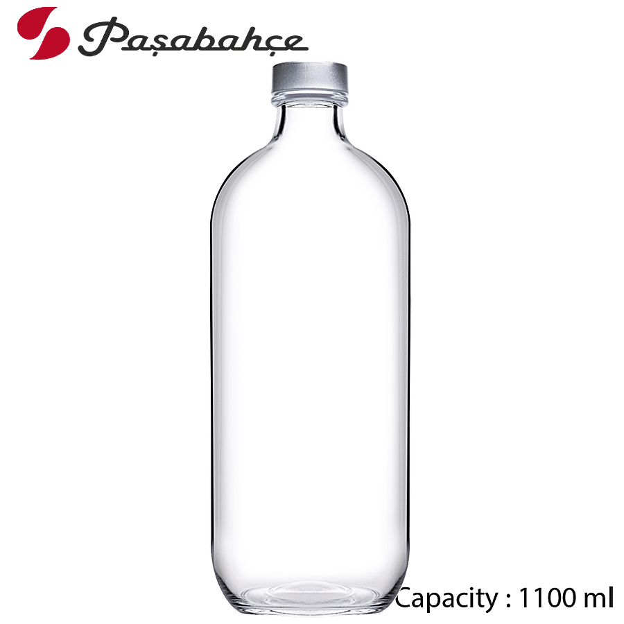 Pasabahce Glass Bottle With Steel Lid - Transparent