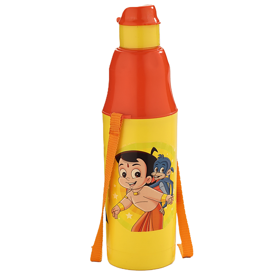 Pratap Pio M Chhota Bheem Water Bottle With Belt & Straw - Leakproof