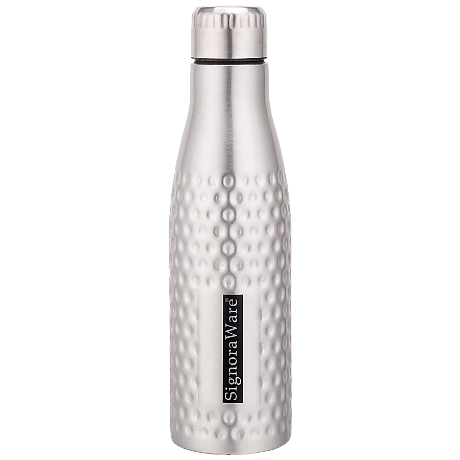 Signoraware Aace Hammered Single Walled Stainless Steel Fridge Water Bottle - Silver