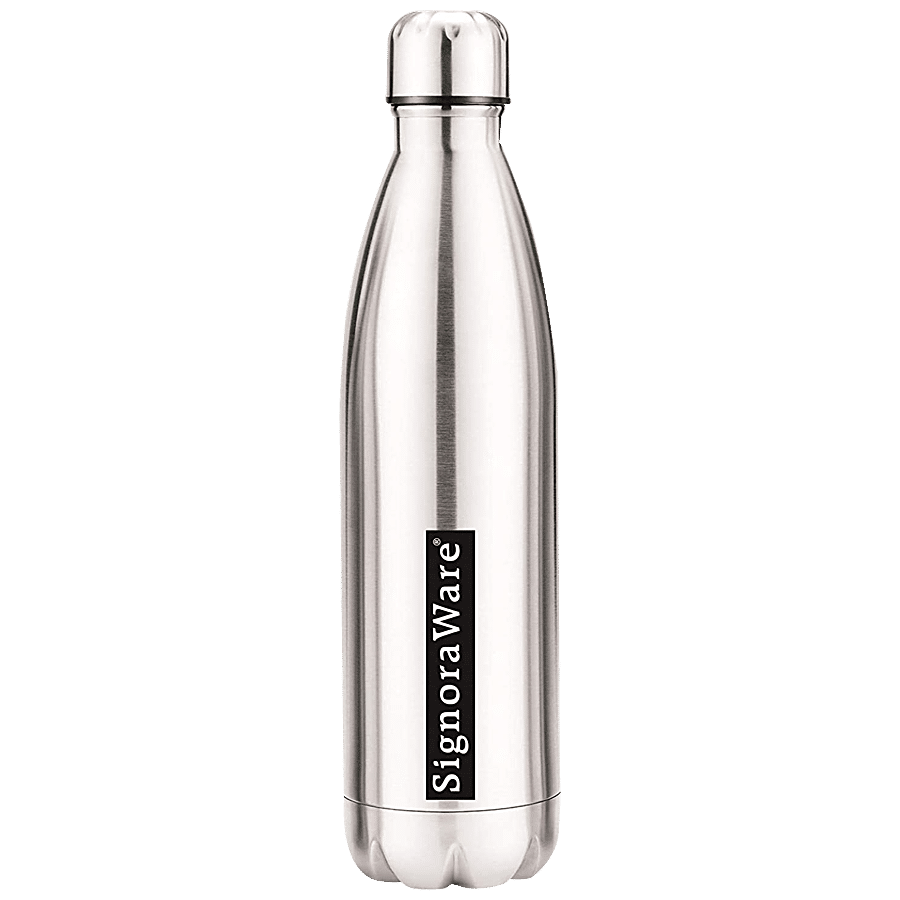 Signoraware Aace Single Walled Stainless Steel Fridge Water Bottle -Cola Silver