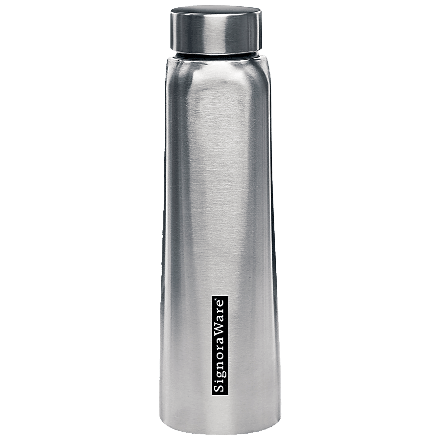 Signoraware Achieve Single Walled Stainless Steel Fridge Water Bottle Matte - Silver