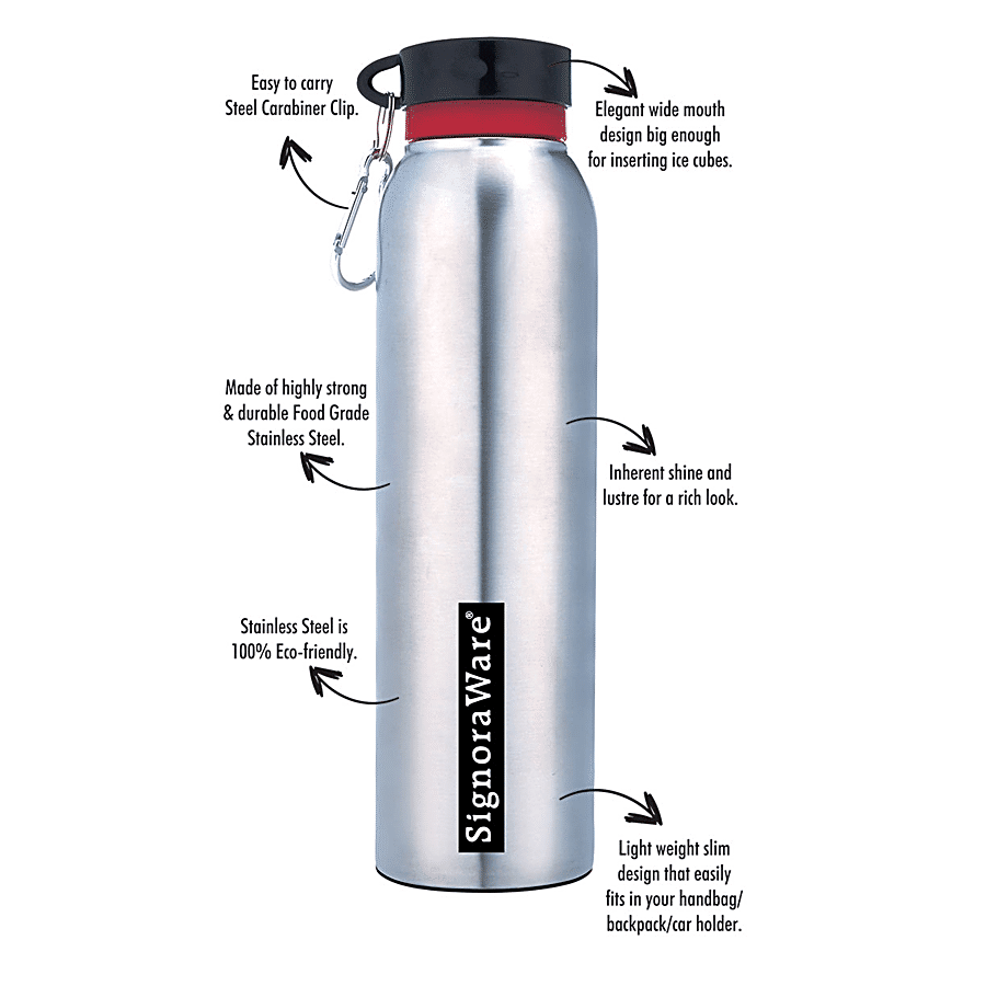 Signoraware Chill Single Walled Stainless Steel Fridge Water Bottle - Silver