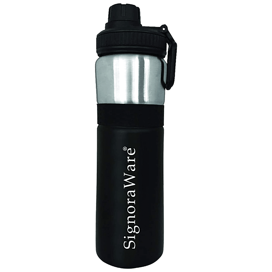 Signoraware Egnite Single Walled Stainless Steel Fridge Water Bottle - Black