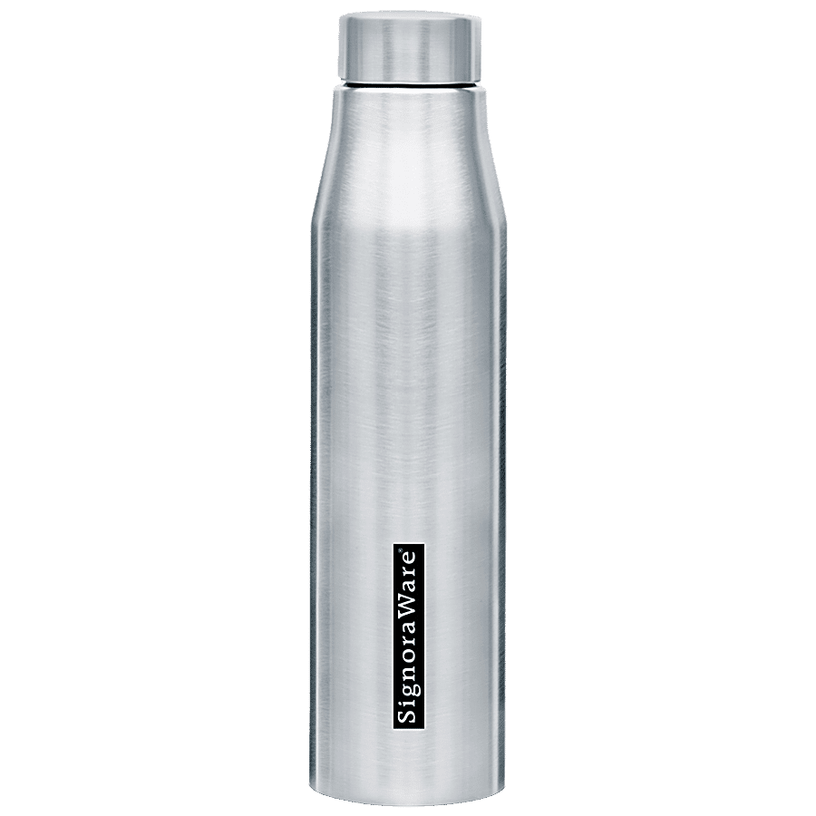 Signoraware Hunt Single Walled Stainless Steel Fridge Water Bottle - Silver