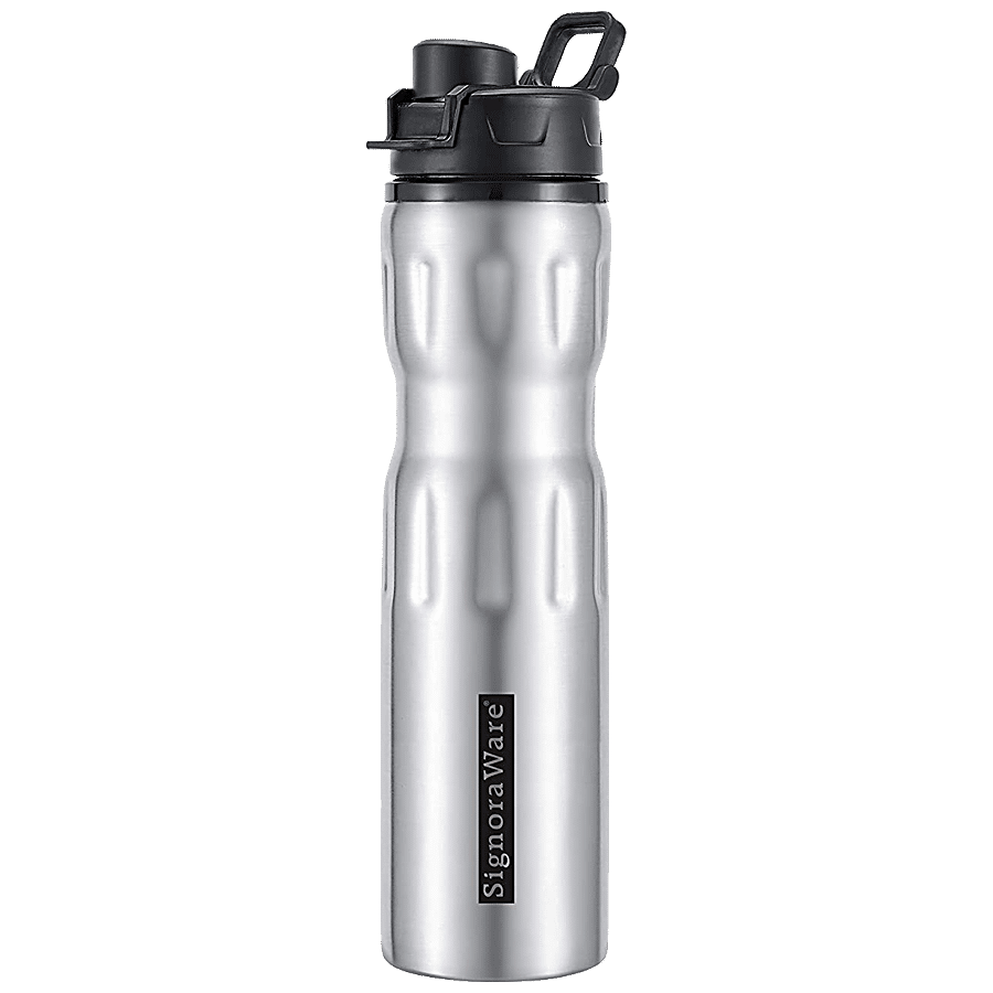 Signoraware Invent Single Walled Stainless Steel Fridge Water Bottle - Silver