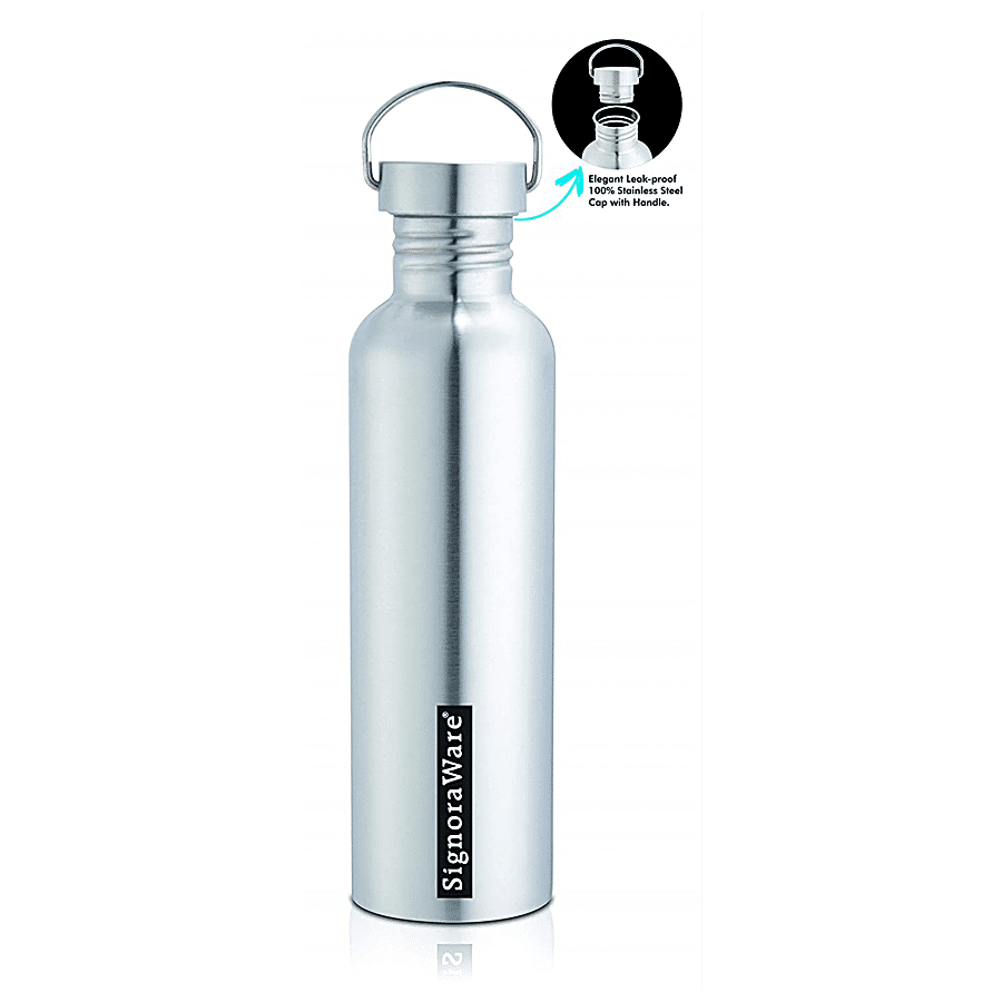 Signoraware Mac Single Walled Stainless Steel Fridge Water Bottle - Silver