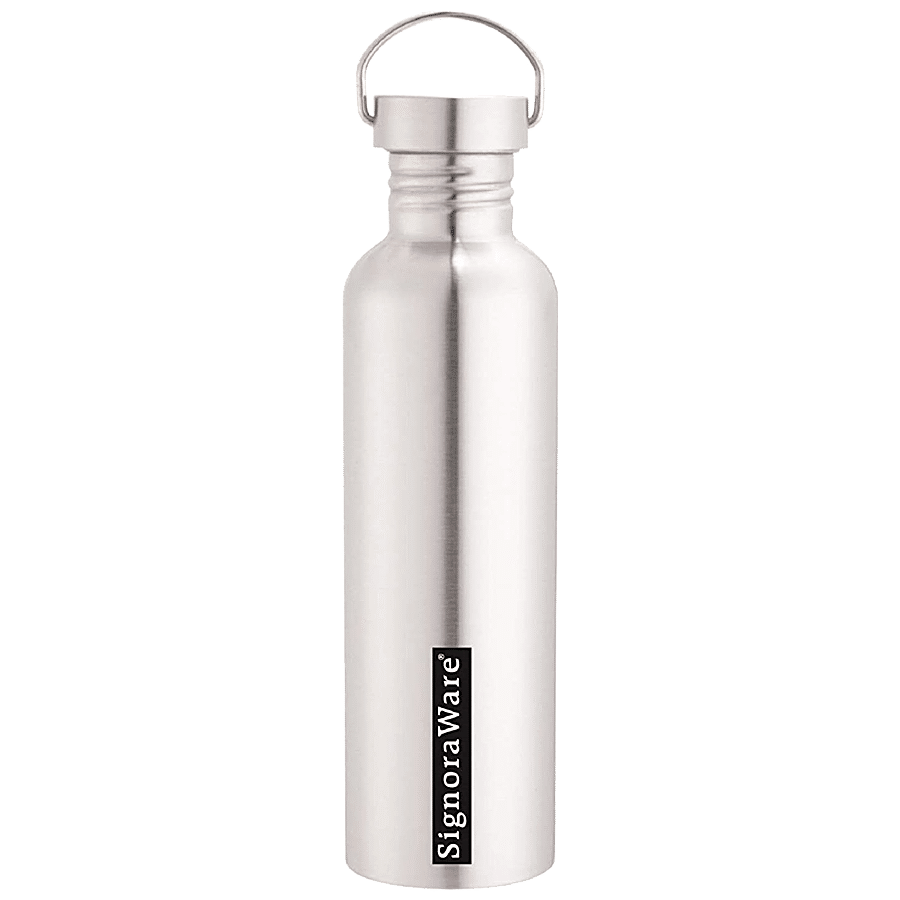 Signoraware Mac Single Walled Stainless Steel Fridge Water Bottle - Silver