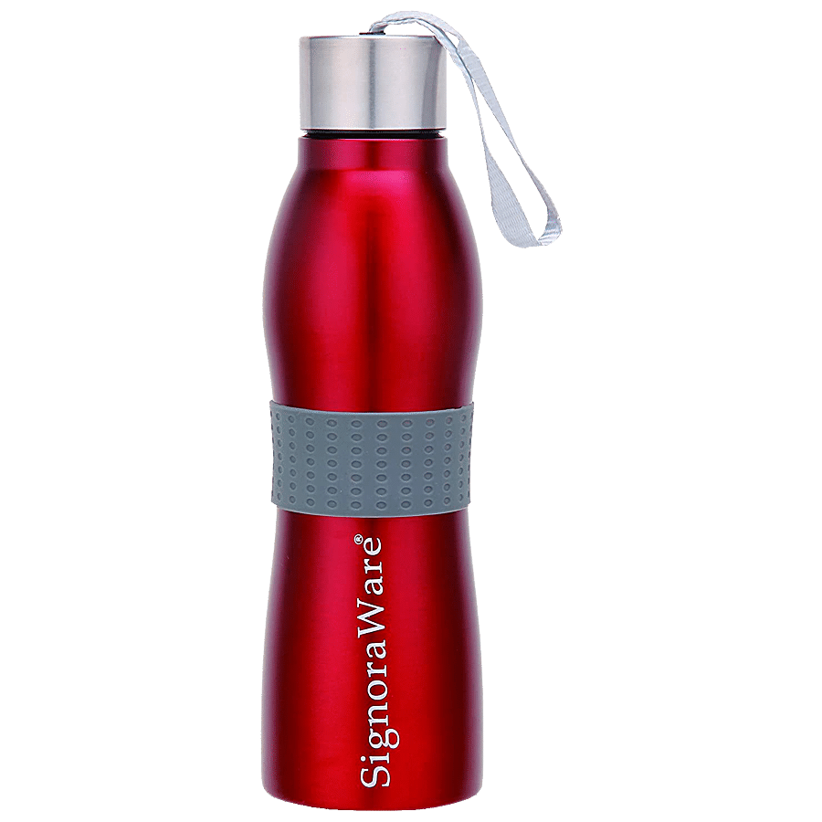 Signoraware Mobilio Single Walled Stainless Steel Fridge Water Bottle - RED