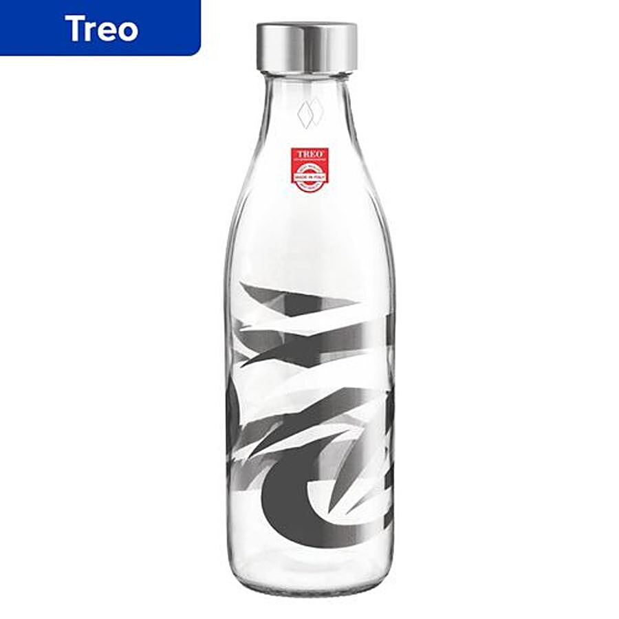 Treo Ivory Premium Glass Bottle - With Abstract Black Design