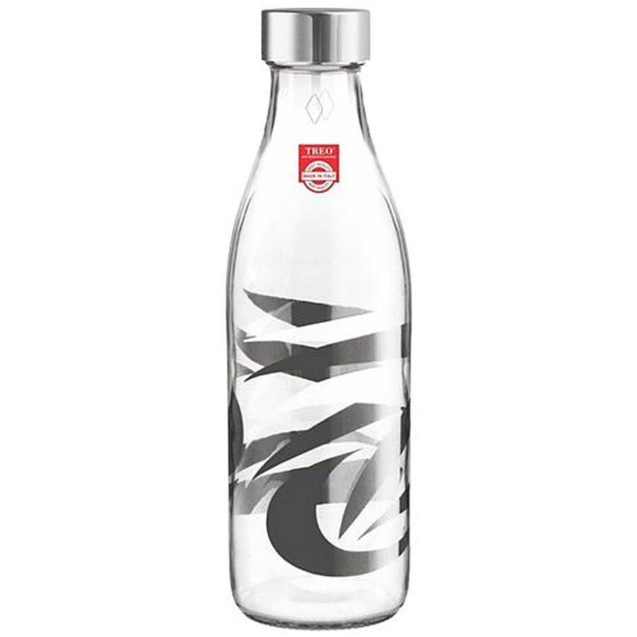 Treo Ivory Premium Glass Bottle - With Abstract Black Design