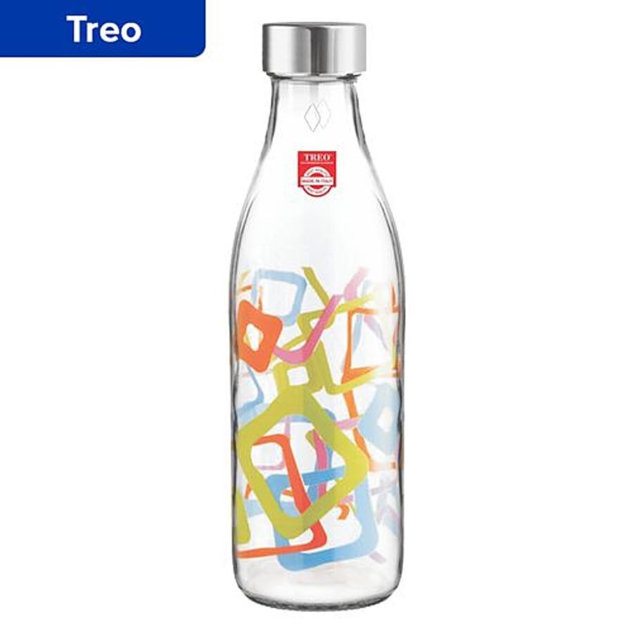 Treo Ivory Premium Glass Bottle - With Multicolour Squares