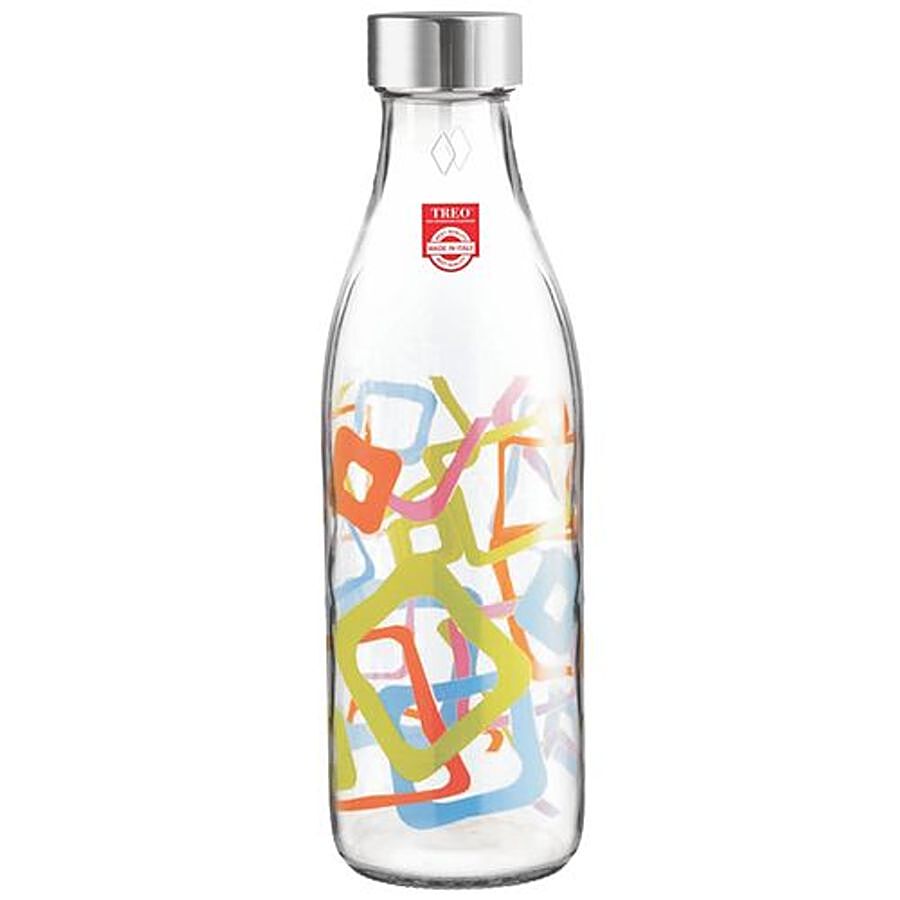 Treo Ivory Premium Glass Bottle - With Multicolour Squares