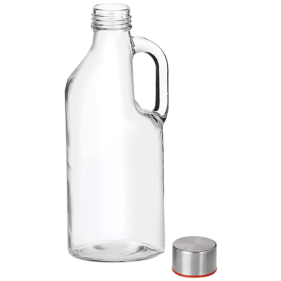 White Gold Glass Bottle With Handle - Leak Proof